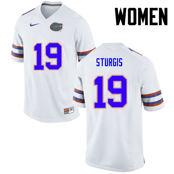 Women Florida Gators #19 Caleb Sturgis College Football Jerseys-White